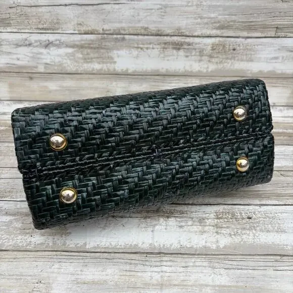 VTG Rodo Lacquered Wicker Basket Box Purse Green Framed Retro 50s 60s Italian - Picture 7 of 15